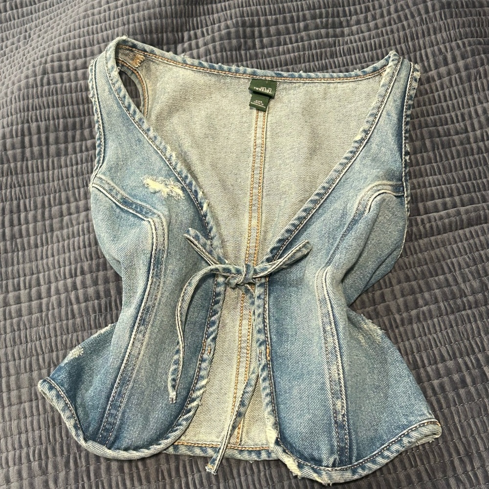 Wild Fable Denim Tie-Front Blouse
